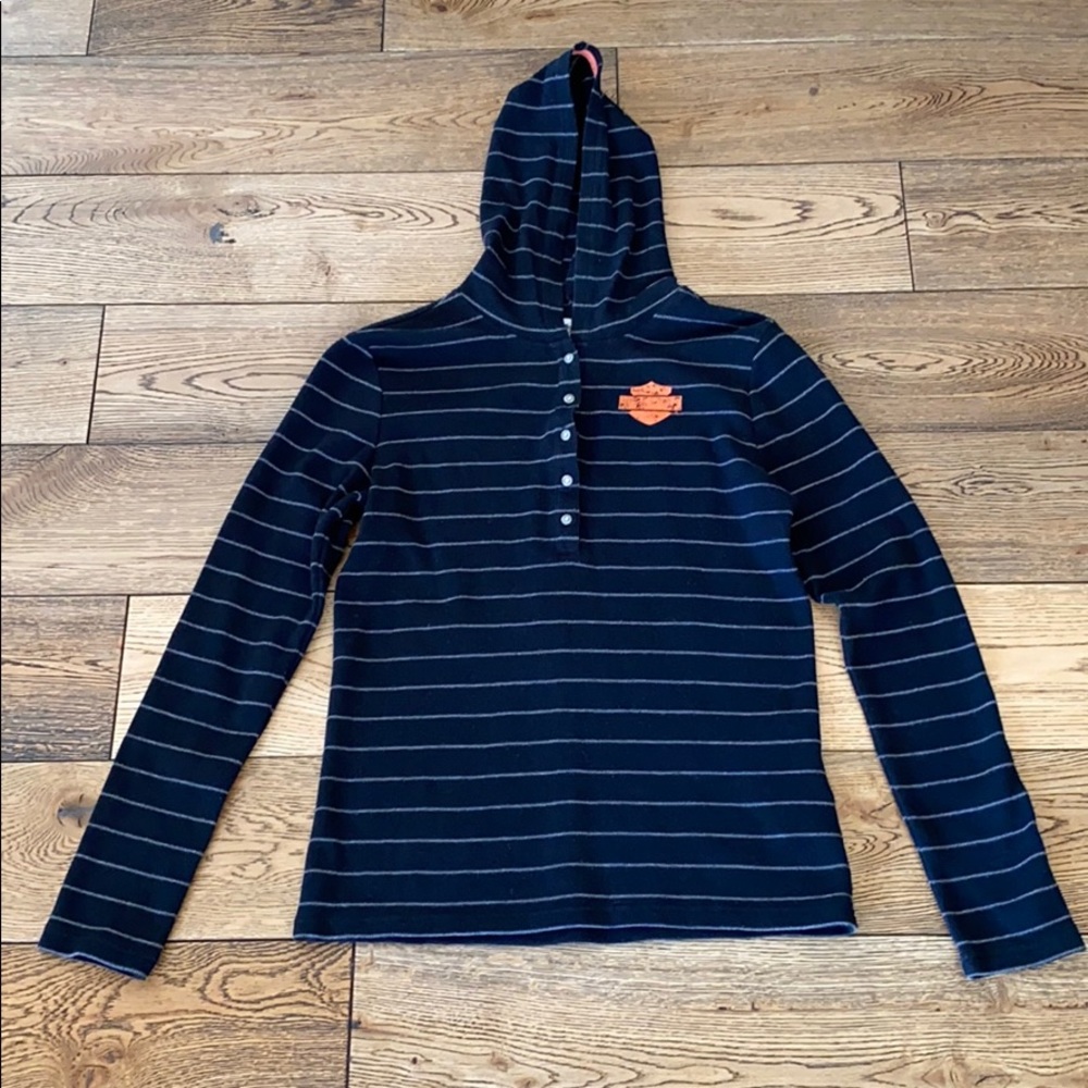 Harley Davidson long sleeved shirt with hood
